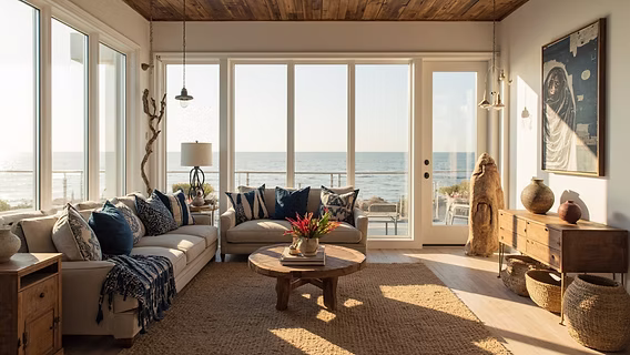 Modern Caribbean interior featuring natural materials, airflow, and understated coastal elegance