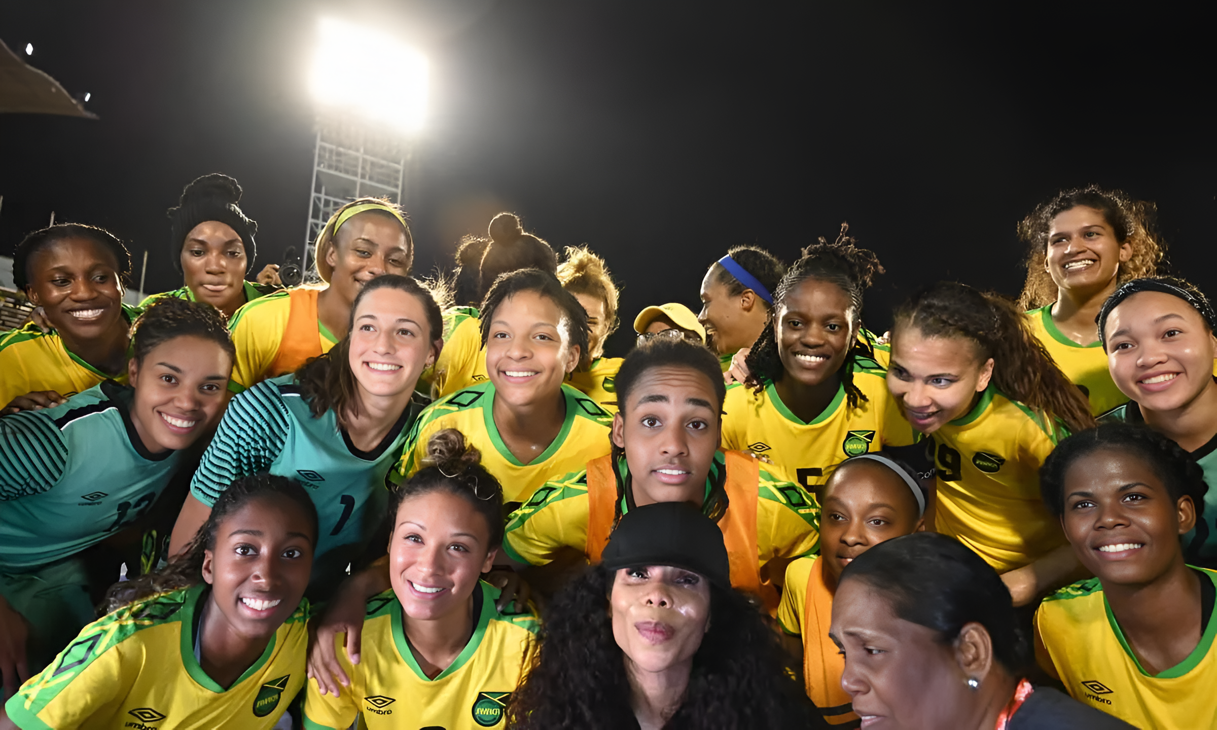 Cedella Marley with Women's Football Team in Jamaica