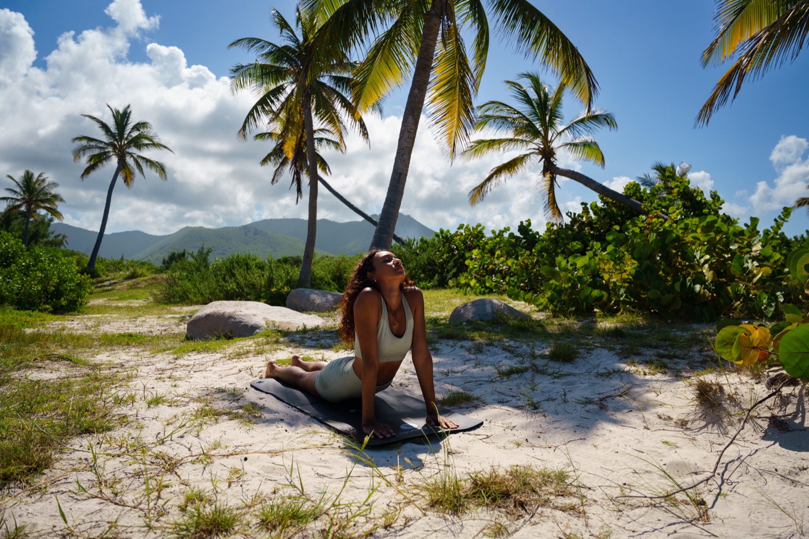 beach meditation and yoga representing Caribbean wellness lifestyle