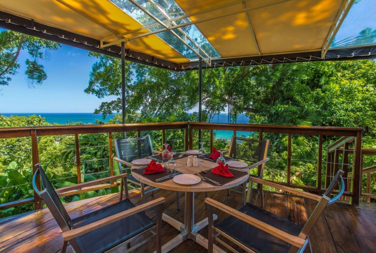 Bushbar at Geejam Port Antonio boutique dining terrace in lush hillside setting
