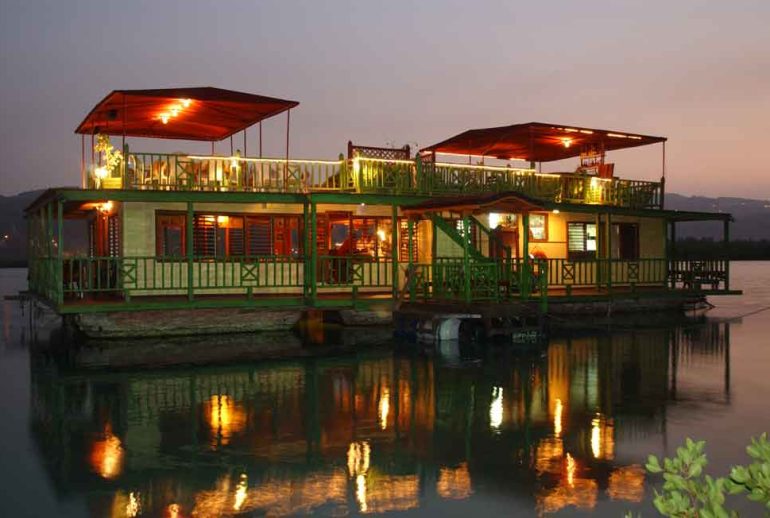 The HouseBoat Grill Montego Bay waterfront dining at sunset