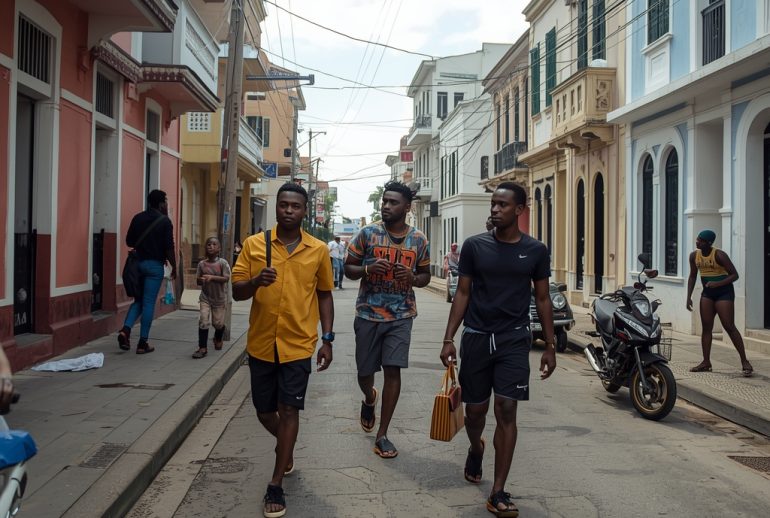 Caribbean street scene capturing music, style, and everyday culture in a modern island city